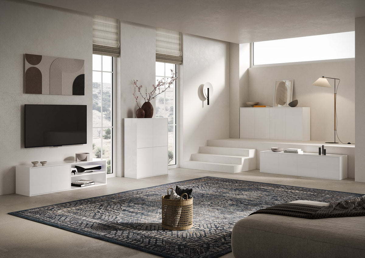 Porta TV 4 ante 172x40x48 cm Ladinia bianco lucido