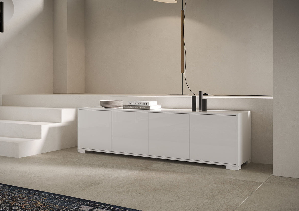 Porta TV 4 ante 172x40x48 cm Ladinia bianco lucido