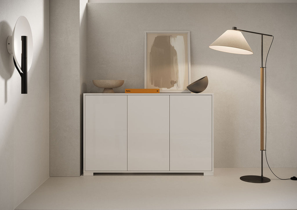 Madia 3 ante 130x40x83 cm Ladinia bianco lucido