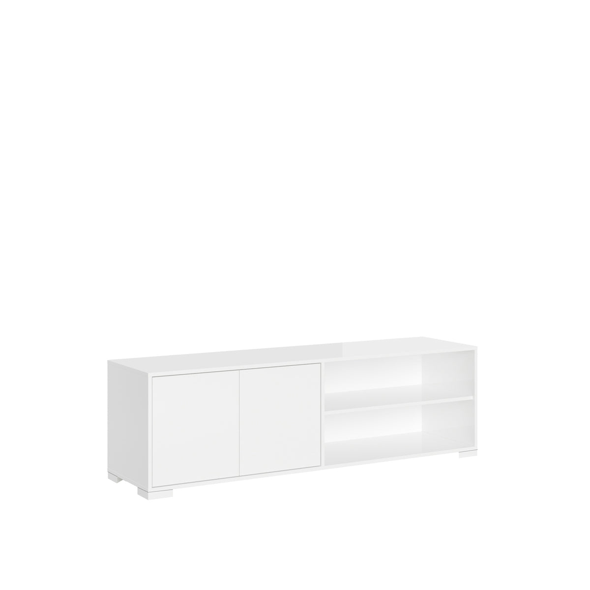 Porta TV 2 ante con vano a giorno 150x40x40 cm Ladinia bianco lucido