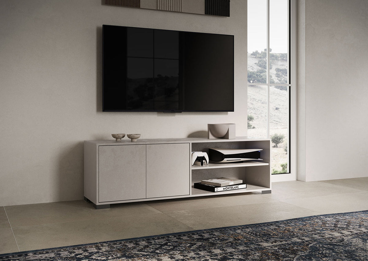 Porta TV 2 ante con vano a giorno 150x40x40 cm Ladinia cashmere