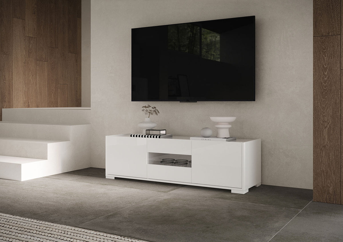 Porta TV 3 ante 130x40x40 cm Buscole bianco lucido
