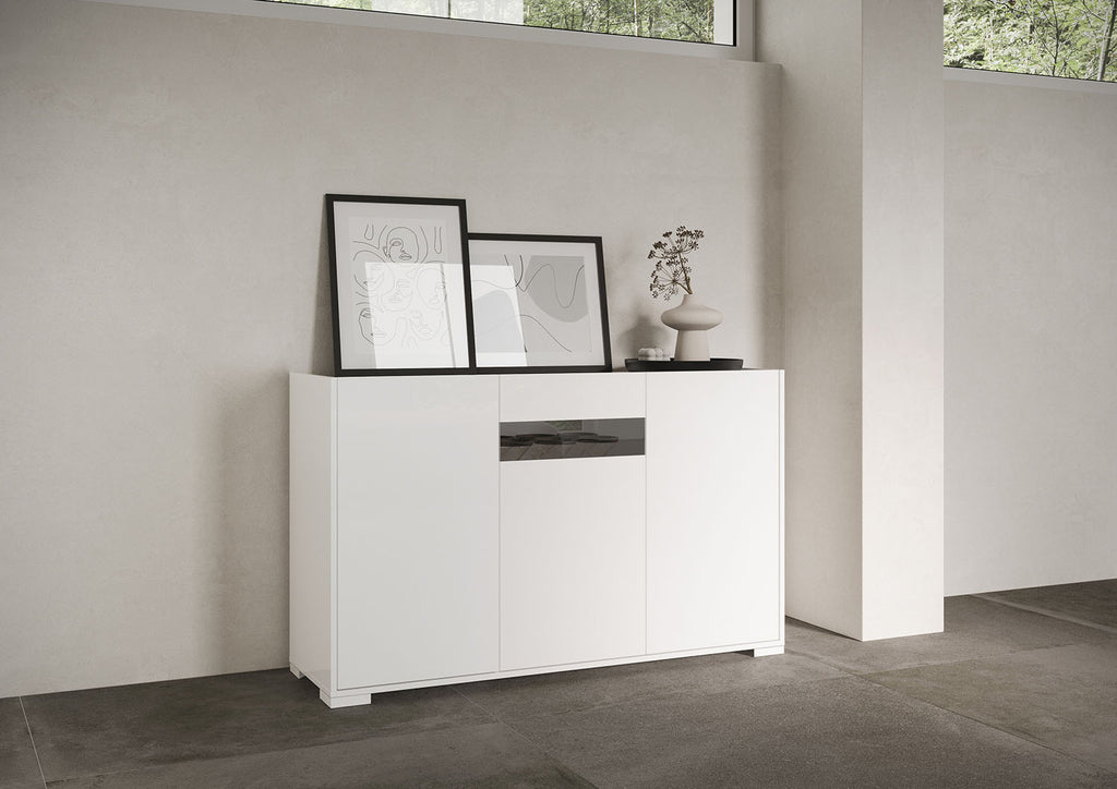 Madia 3 ante 130x40x81 cm Buscole bianco lucido
