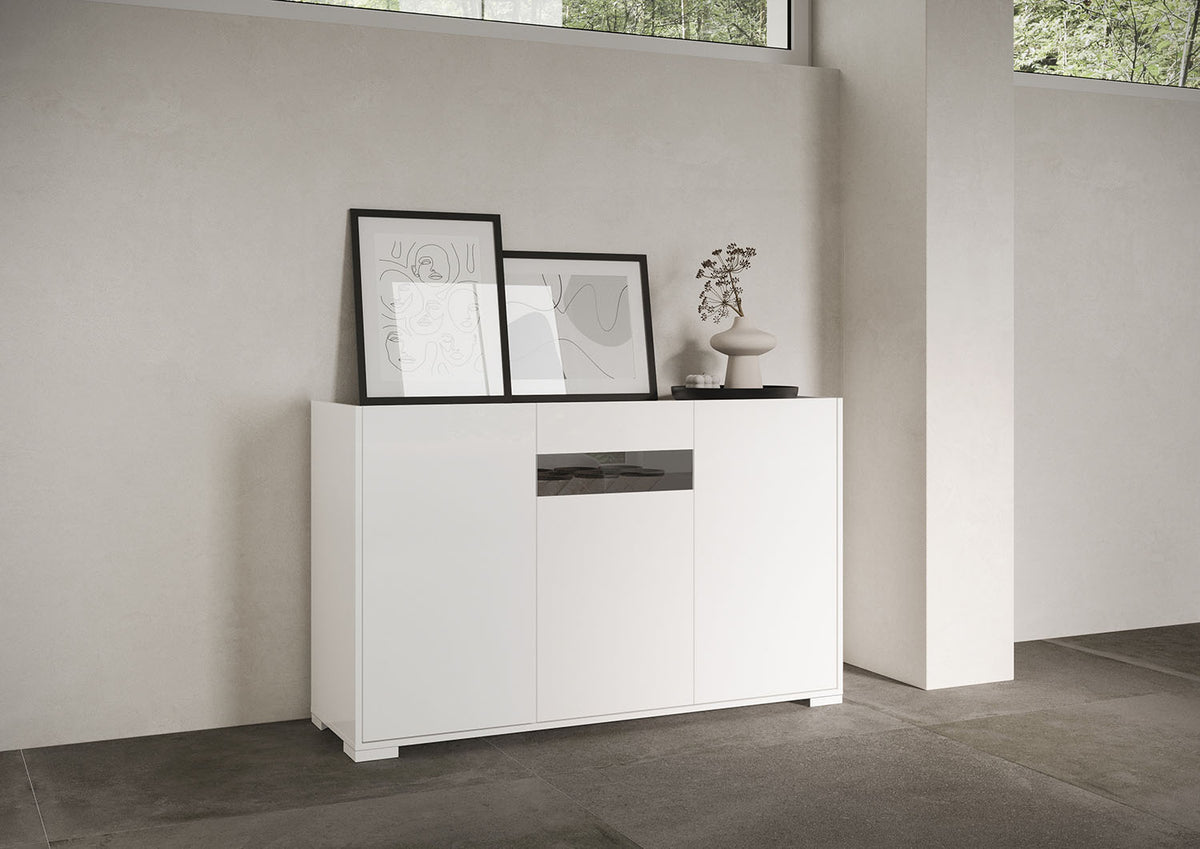 Madia 3 ante 130x40x81 cm Buscole bianco lucido