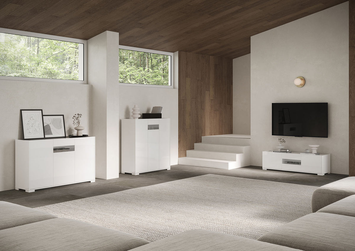 Porta TV 3 ante 130x40x40 cm Buscole bianco lucido