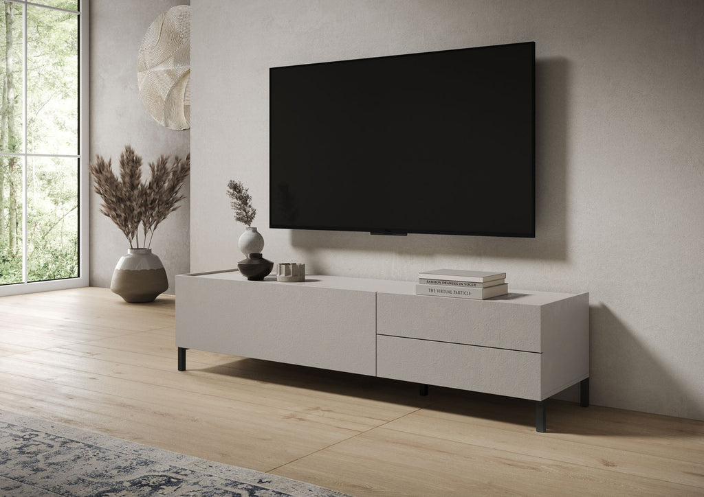 Porta TV 1 ribalta/2 cassetti 160x42x40 cm Valzella cashmere