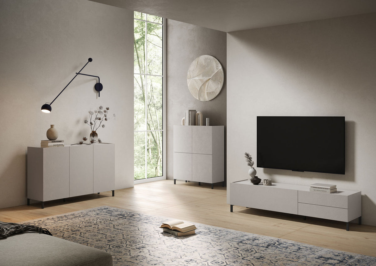 Porta TV 1 ribalta/2 cassetti 160x42x40 cm Valzella cashmere