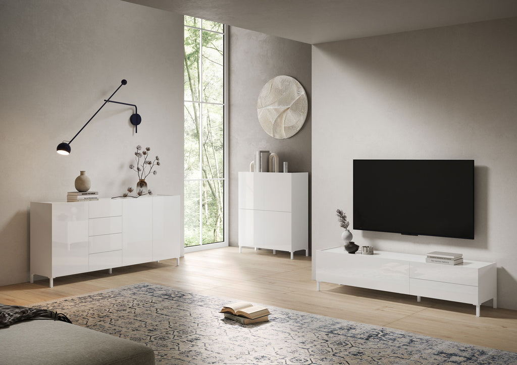 Madia 3 ante 130x40x84 cm Valzella bianco lucido