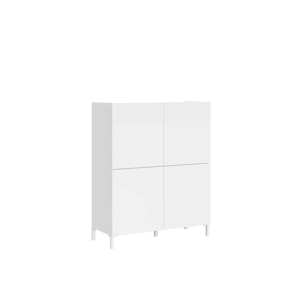 Credenza alta 4 ante 90x35x110 cm Valzella bianco lucido