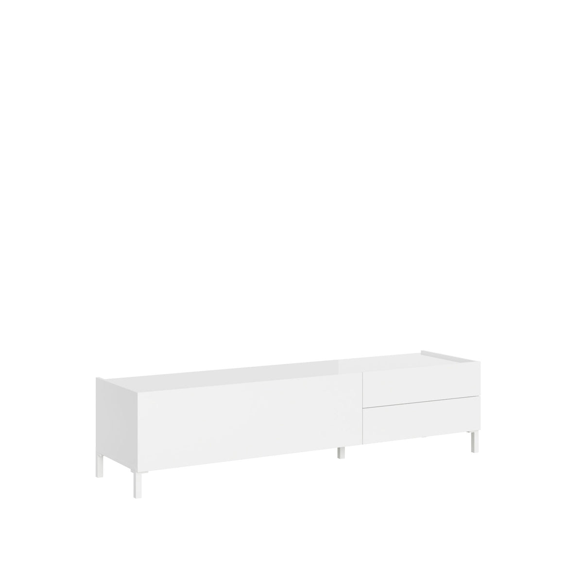 Porta TV 1 ribalta/2 cassetti 160x42x40 cm Valzella bianco lucido
