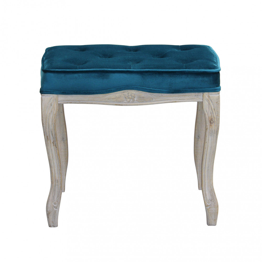 MARLY STOOL IN BLUE VELVET. Dimensions: 50 x 36 x 47 h cm.