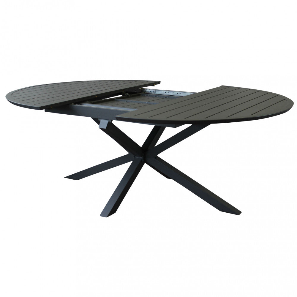 EXTENDABLE CAMELOT ROUND TABLE 150/200 X 150. Structure in WHITE or ANTHRACITE painted aluminum. Dimensions: cm ò 150/204 x 150 x 75 h. Garden Furniture