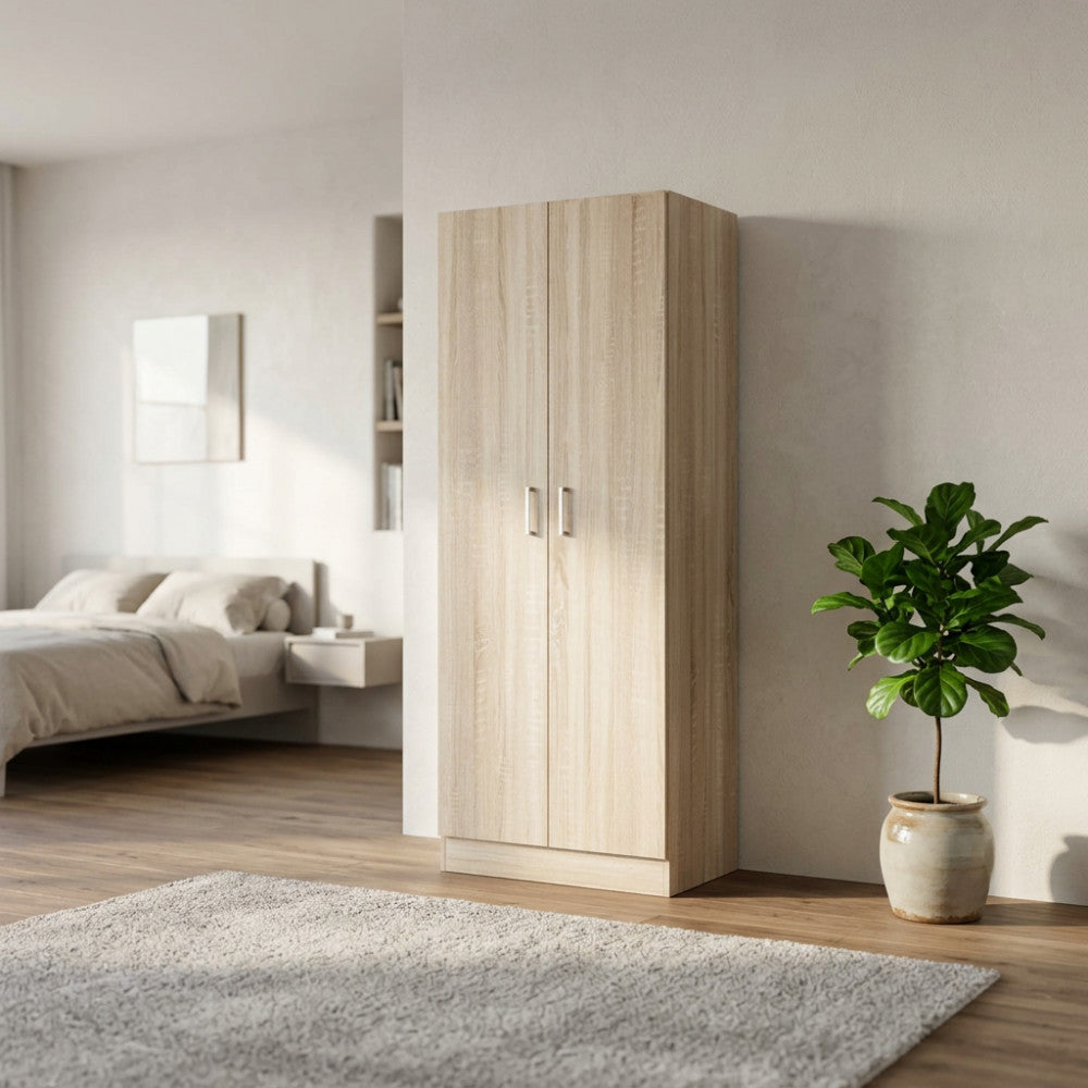 ARMADIO 2 ANTE LEOPOLD QUERCIA CHIARO. Armadio in legno QUERCIA CHIARO Dimensioni: cm 80 x 52 x 180 h.