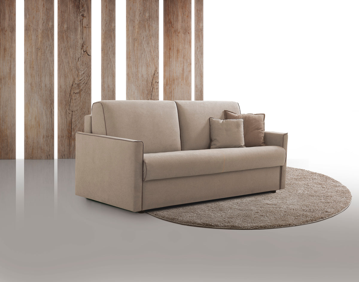 Divano letto Lampo con materasso H 16 sfoderabile in tessuto easy wash in poliestere profilo New Bronx Beige