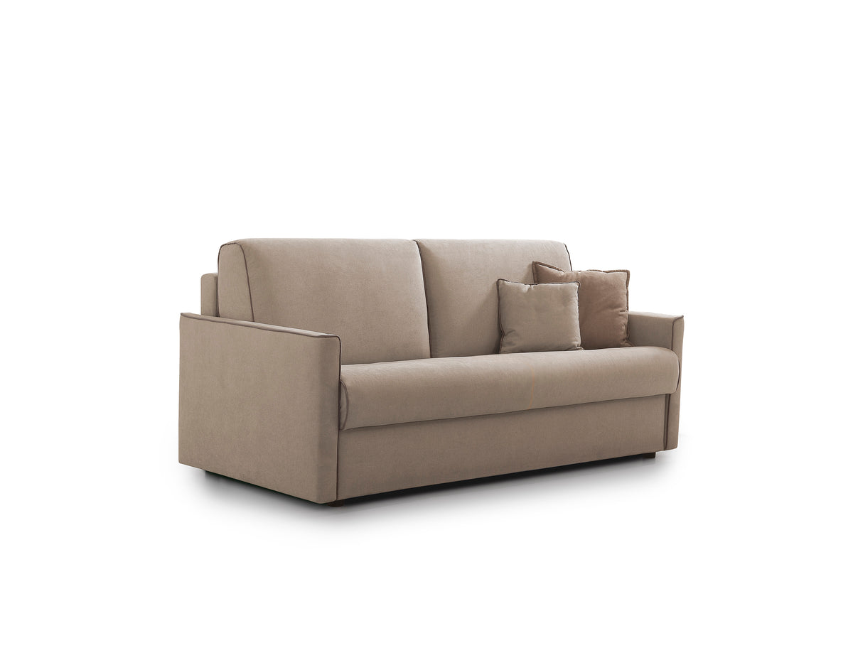 Divano letto Lampo con materasso H 16 sfoderabile in tessuto easy wash in poliestere profilo New Bronx Beige
