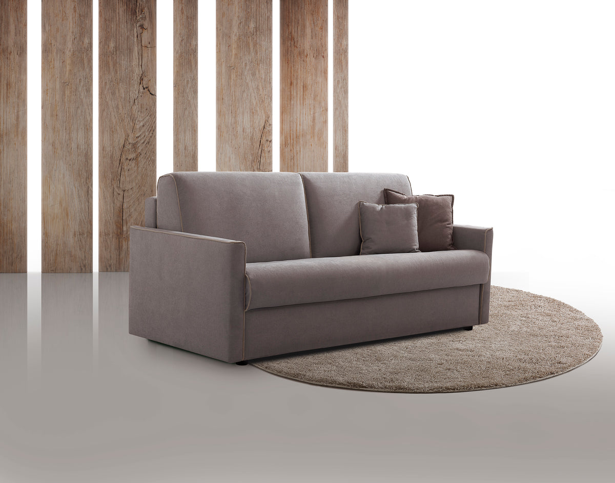 Divano letto Lampo con materasso H 16 sfoderabile in tessuto easy wash in poliestere profilo New Bronx Grigio