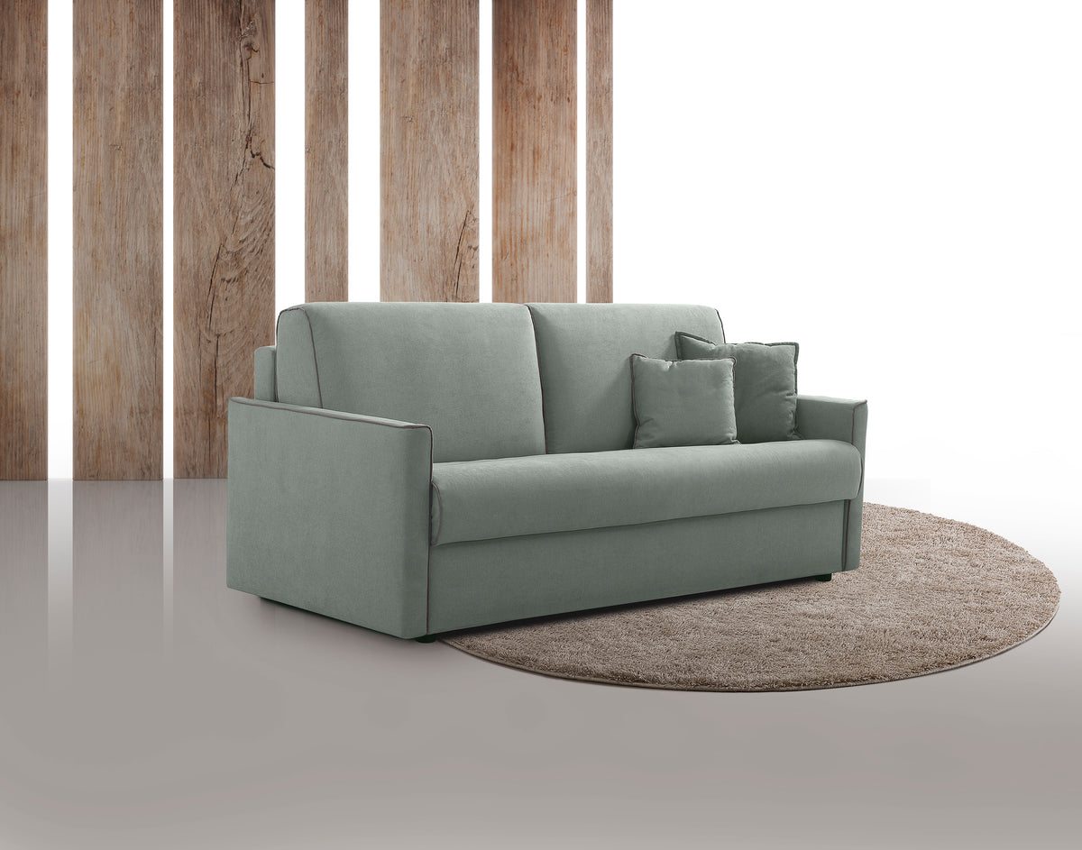 Divano letto Lampo con materasso H 16 sfoderabile in tessuto easy wash in poliestere profilo New Bronx Verde