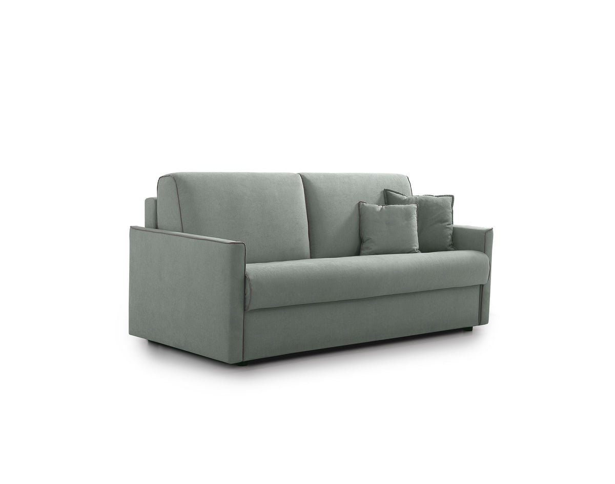 Divano letto Lampo con materasso H 16 sfoderabile in tessuto easy wash in poliestere profilo New Bronx Verde