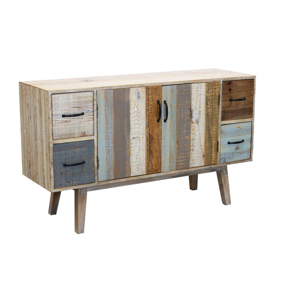 MOBILE FRED. Mobile con 4 cassetti e 2 ante in legno colorato Dimensioni: cm 131 x 40 x 77 h.