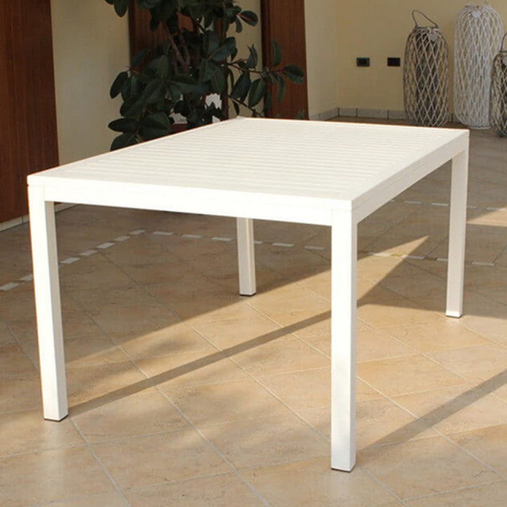MILO TABLE 150 X 90. Structure in painted aluminum WHITE or DOVE GREY or TAUPE or ANTHRACITE Dimensions: 150 x 90 x 74 h cm. Garden Furniture