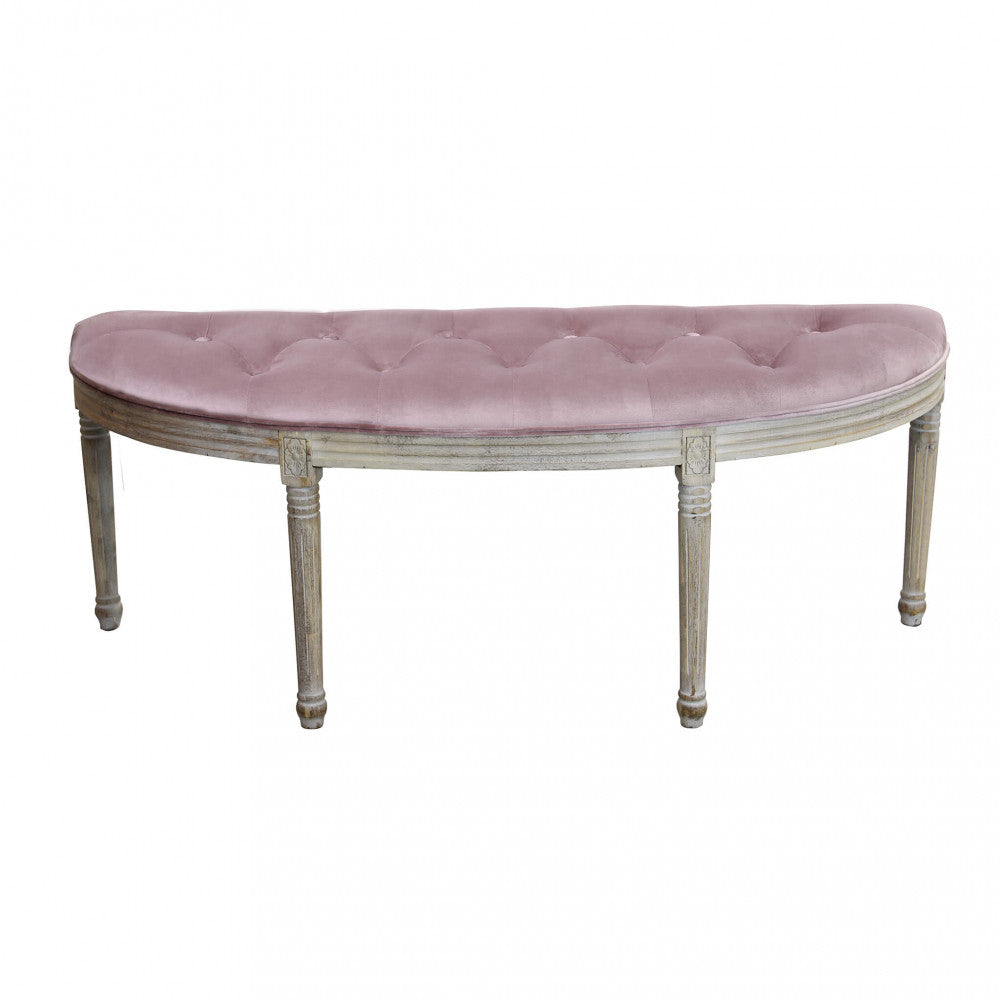 PANCA MARGI IN VELLUTO ROSA. Dimensioni: cm 125 x 45 x 48 h.