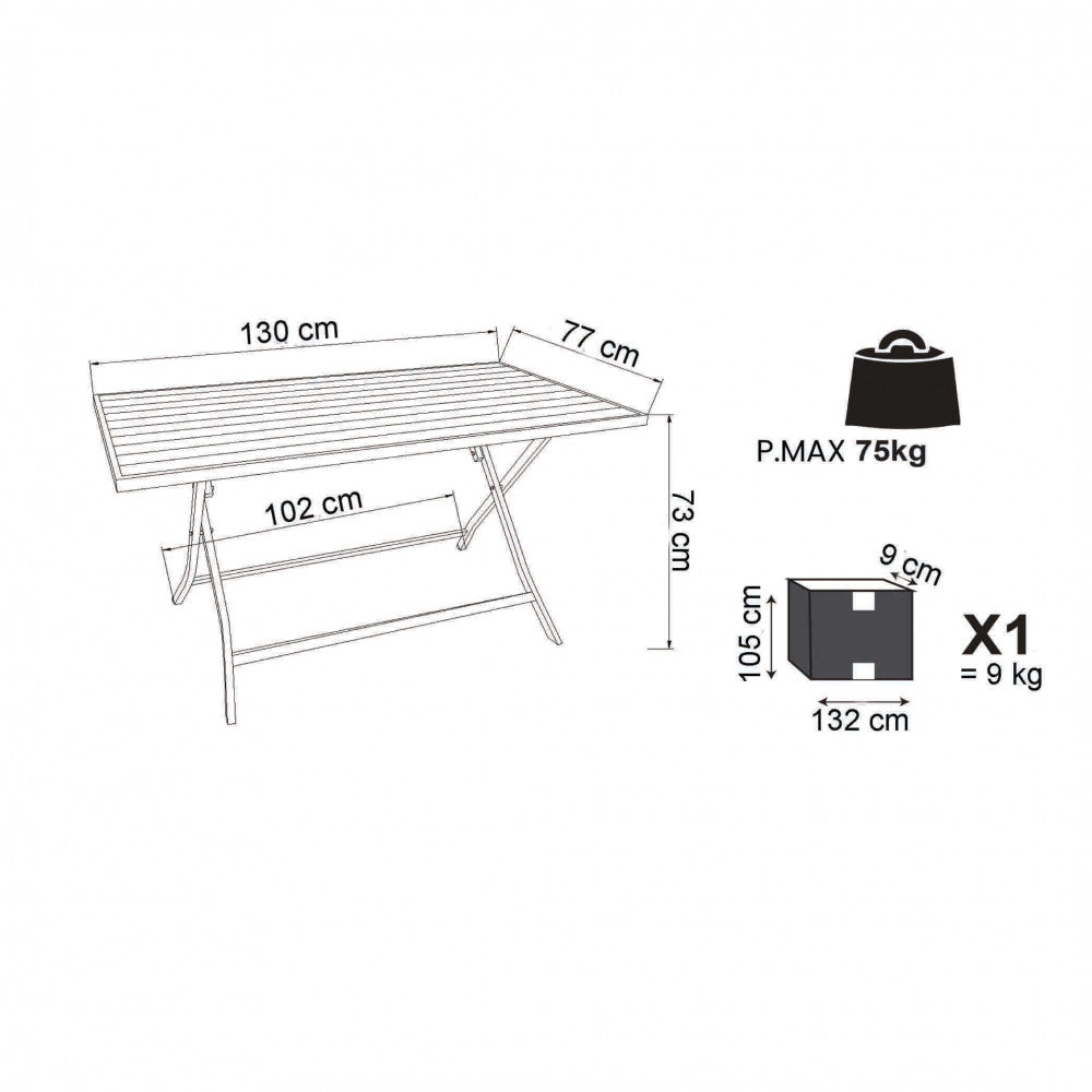 TAVOLO ALABAMA 70 X 130 PIEGHEVOLE. Struttura in alluminio BIANCO, TAUPE o ANTRACITE Dimensioni: cm 130 x 77 x 73 h. Arredo Giardino