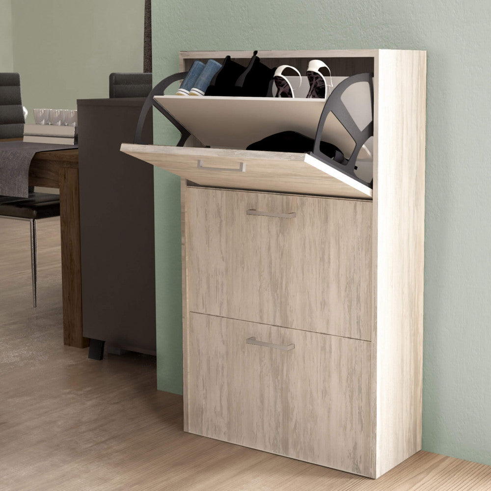 SCARPIERA MOLLY 3 ANTE A RIBALTA PINO CHIARO. Scarpiera in legno PINO CHIARO spessore 16 mm Dimensioni: cm 59 x 25 x 105 h.