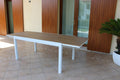 TAVOLO CAYMAN 200/300 X 95. Struttura in alluminio BIANCO o TAUPE piano in polywood color TEAK Dimensioni: cm 200/300 x 95 x 74 h. Arredo Giardino