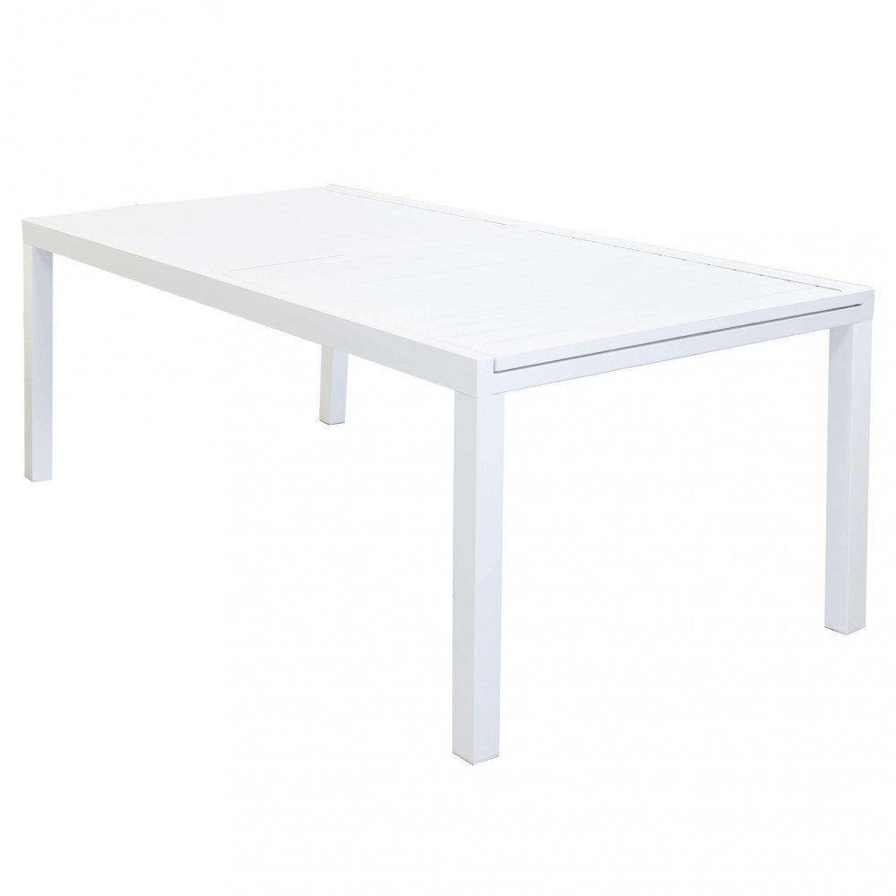 FORMENTERA TABLE 200/300 X 100. Structure and top in WHITE, DOVE GREY, TAUPE or ANTHRACITE aluminum. Dimensions: 200/300 x 100 x 74 h cm. Garden Furniture