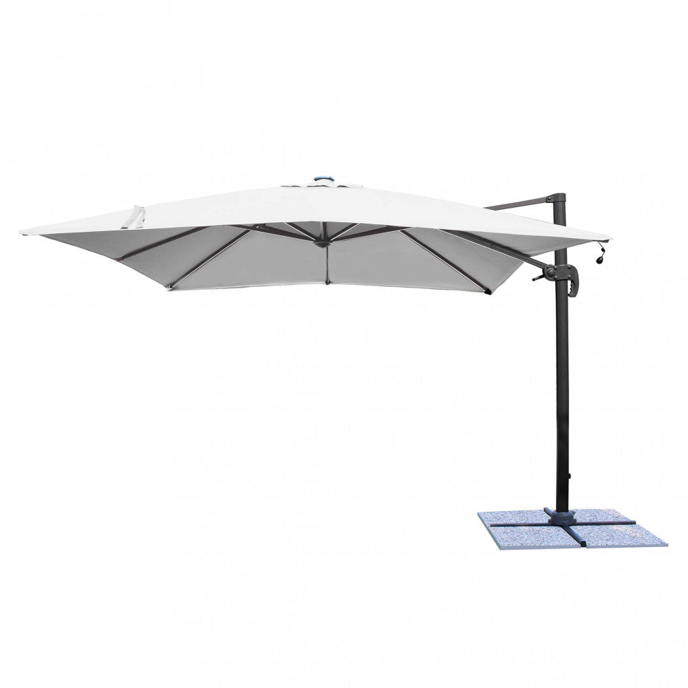 OMBRELLONE CON LED 3 X 4 PITAGORA ANTRACITE TELO GRIGIO. Dimensioni: m 3 x 4. Arredo Giardino