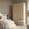 ARMADIO LEWI 3 ANTE E 2 CASSETTI QUERCIA CHIARO. Dimensioni: cm 120 x 52 x 190 h.