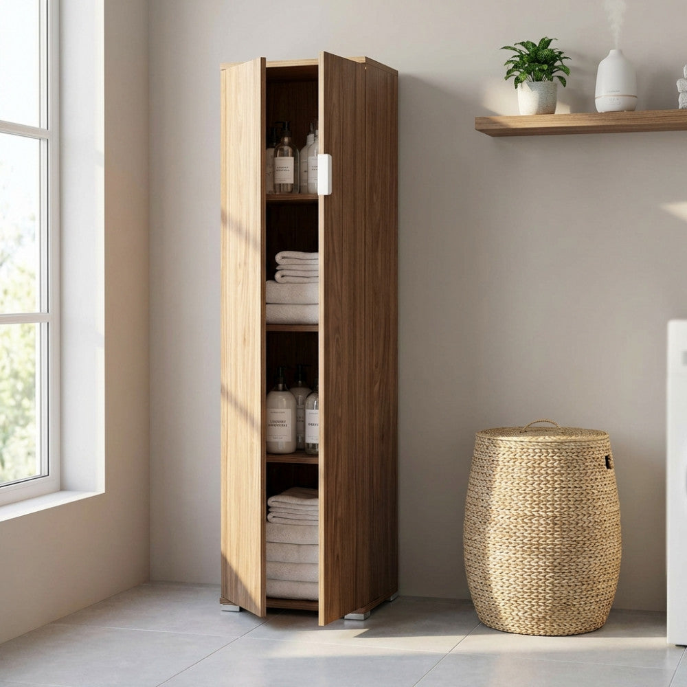 ELEA BROOM HOLDER, WALNUT COLOR. Dimensions: 40 x 33 x 151 cm.