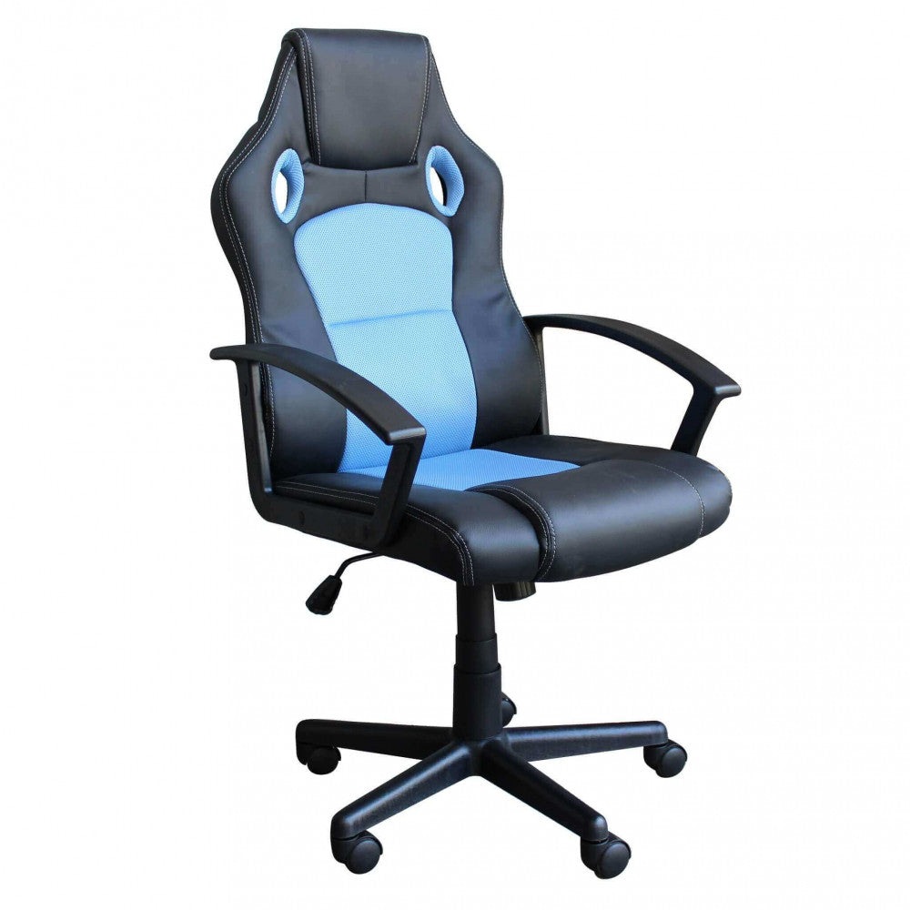 POLTRONA DA GAMING UNCHARTED BLU E NERA. Dimensioni: Cm 61 x 65 x 104-113.5 h.