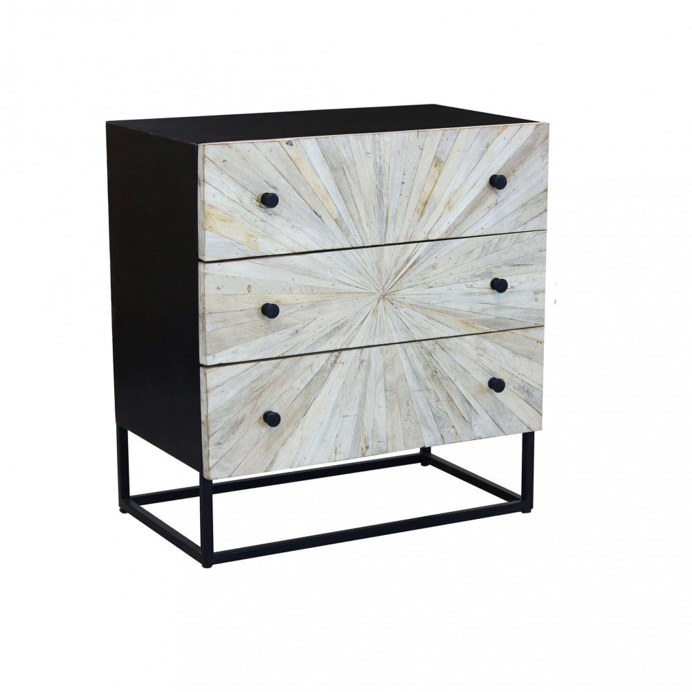 KIMBALL CABINET. Naturally decorated cabinet with 3 mango wood drawers and an iron frame. Dimensions: 75 x 45 x 81 cm.