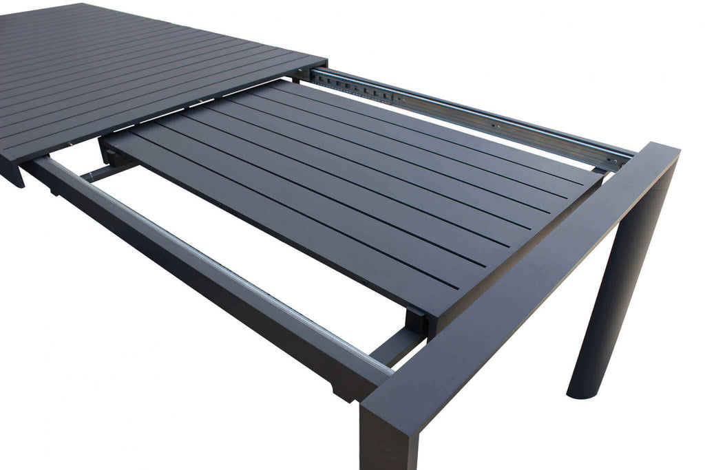 HOUSTON TABLE 225/300 X 100. Structure in ANTHRACITE or TAUPE or WHITE aluminum. Dimensions: 225/300 x 100 x 75 h cm. Garden furniture.