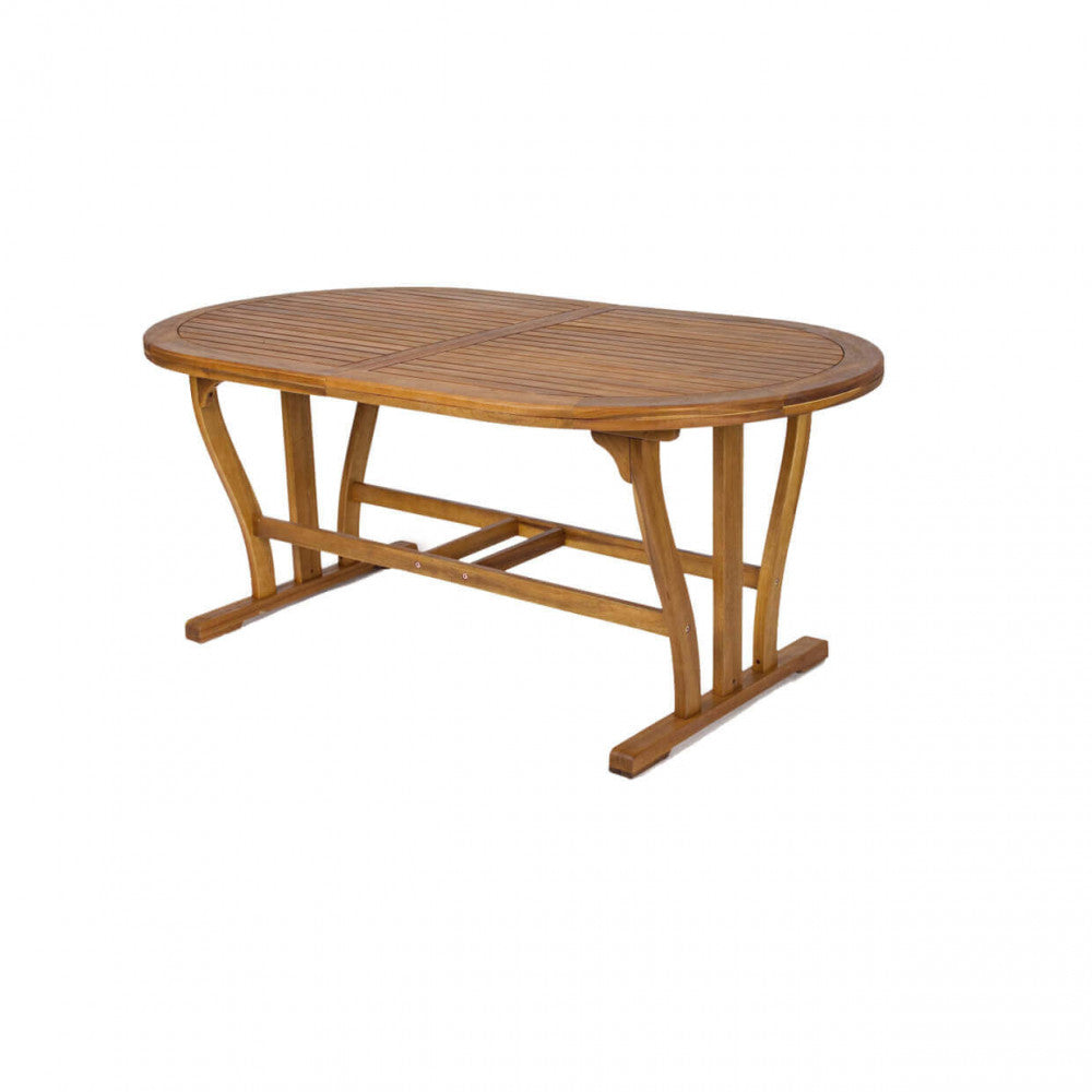 SHIRE OVAL TABLE 180/240 X 100 DOUBLE. Solid acacia wood, 44 mm thick, double edge. Dimensions: 180/240 cm x 100 x 74 h. Garden furniture.