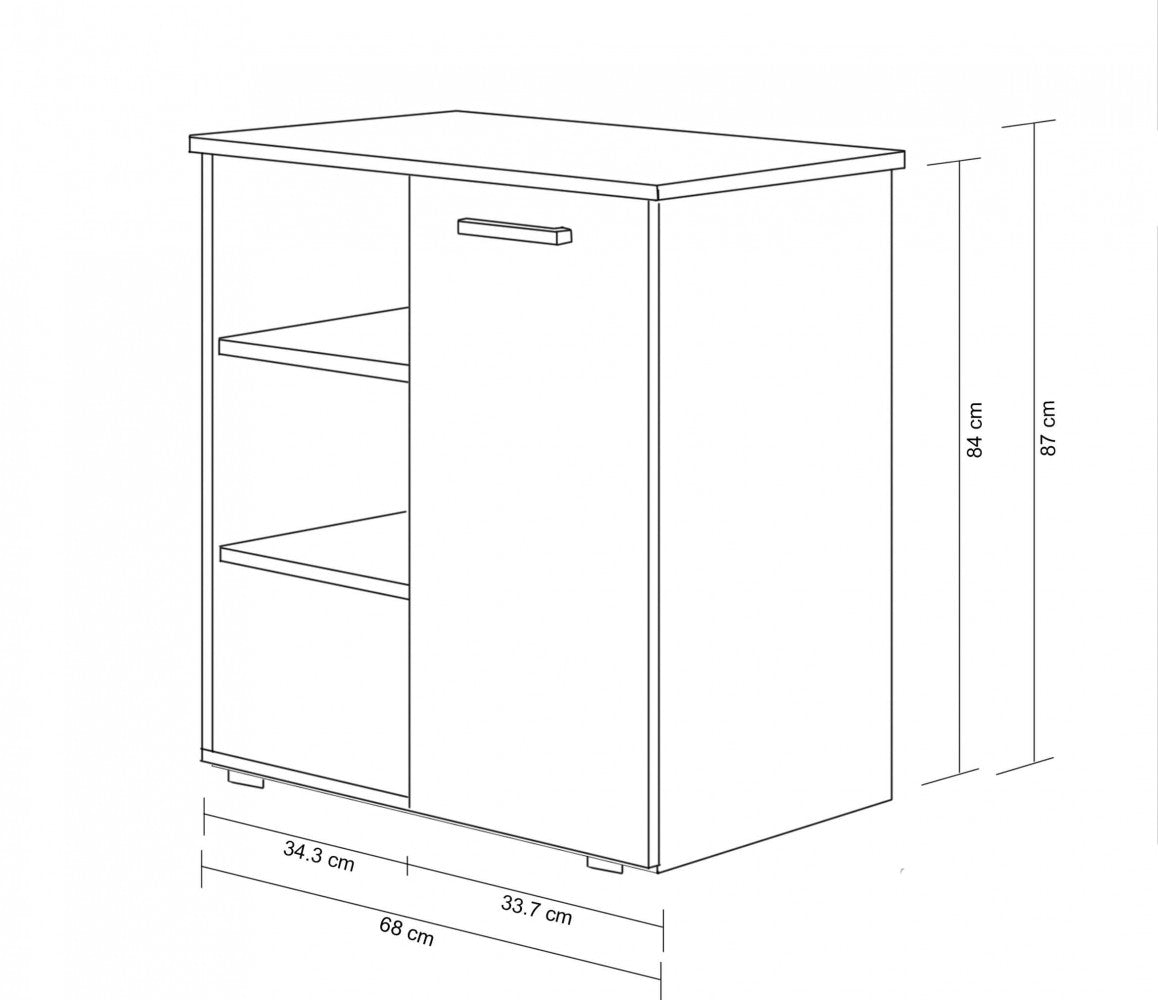 MOBILETTO 1 ANTA E 3 MENSOLE MARK ROVERE CHIARO E ANTRACITE. Dimensioni: cm 68 x 35 x 87 h.