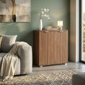 WENDY 2-DOOR CABINET IN WALNUT STAIN. Dimensions: 75 x 38 x 85 cm h.