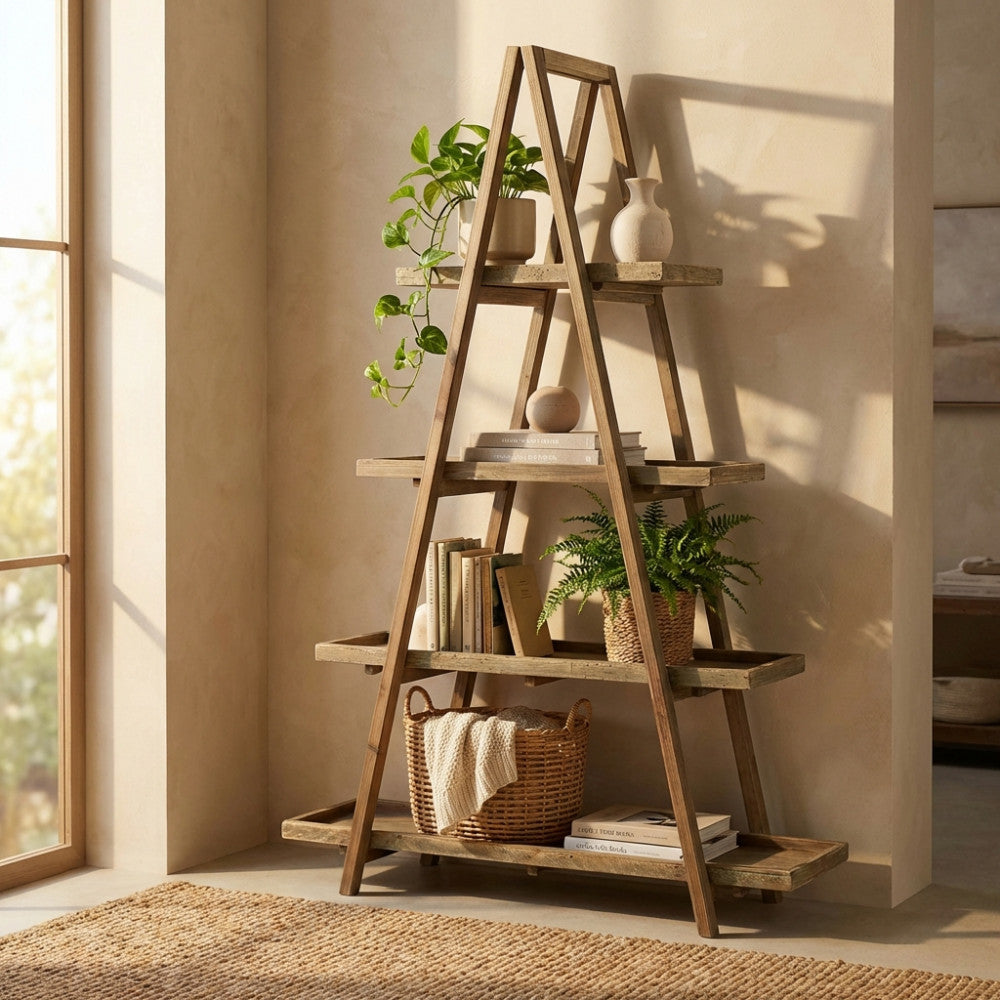 LIBRERIA CALLIE. Libreria in legno di pino riciclato Dimensioni: cm 120 x 43 x 183 h.