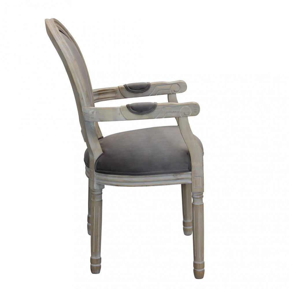 SEDIA CONSTANCE IN VELLUTO TAUPE. Dimensioni: cm 55 x 46 x 96 h.
