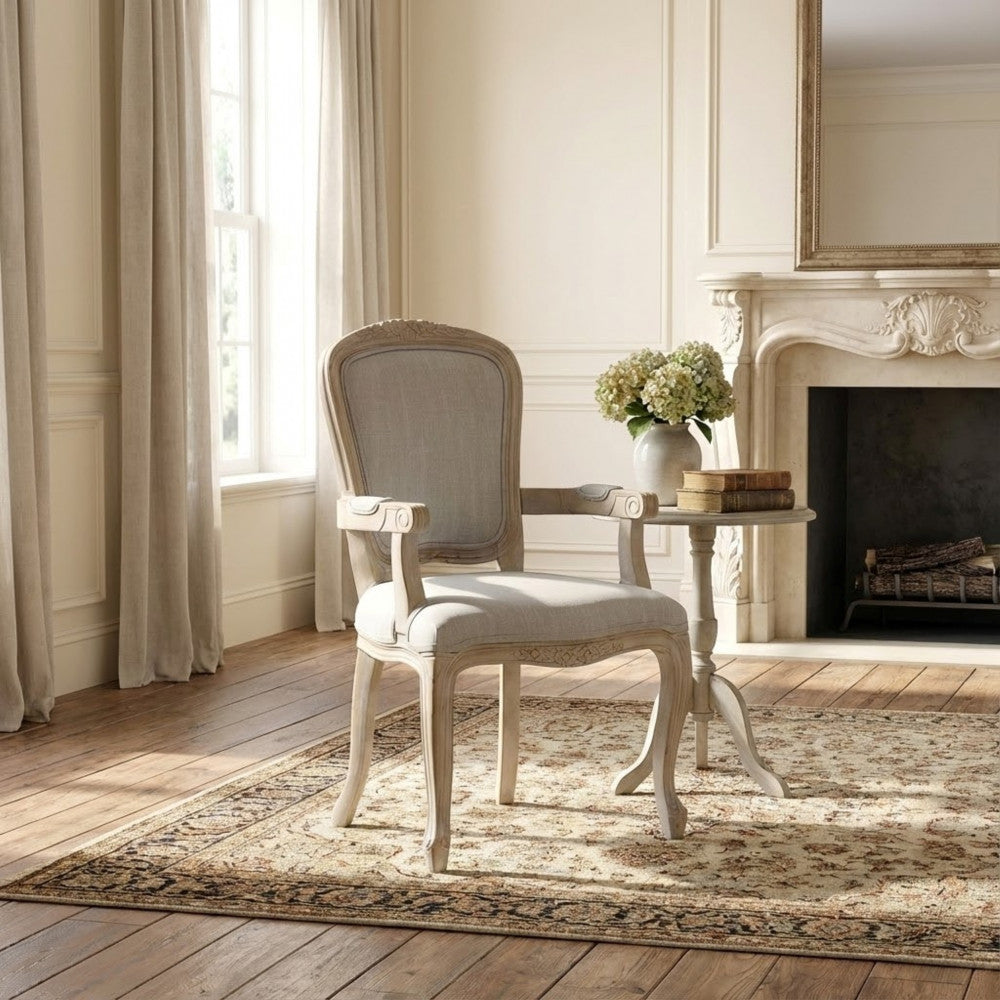 ROMY CHAIR IN GREY FABRIC. Dimensions: 57 x 57 x 90 cm h.