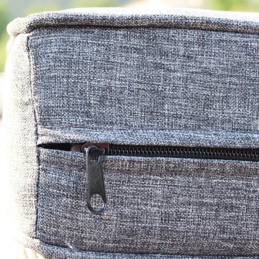 ARGENTINA CORNER LOUNGE WITH CUSHIONS. Aluminum frame, GREY wicker, UV-protected material, 10 cm cushions. Dimensions: D.136x72x64/D.208x72x64/T.64x64x31. Garden Furniture