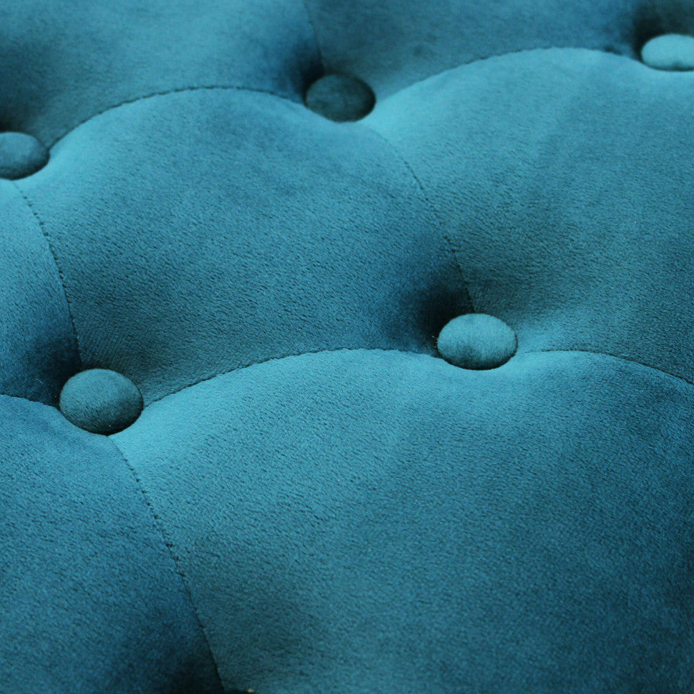 MISTY BENCH IN BLUE VELVET. Dimensions: 110 x 36 x 47 h cm.