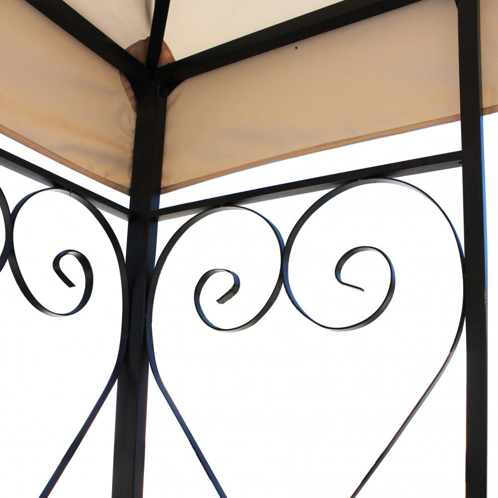 GAZEBO BOSTON 3 X 3. 180 g IVORY polyester fabric, ANTHRACITE metal frame. Dimensions: 3 x 3 m. Garden furniture.