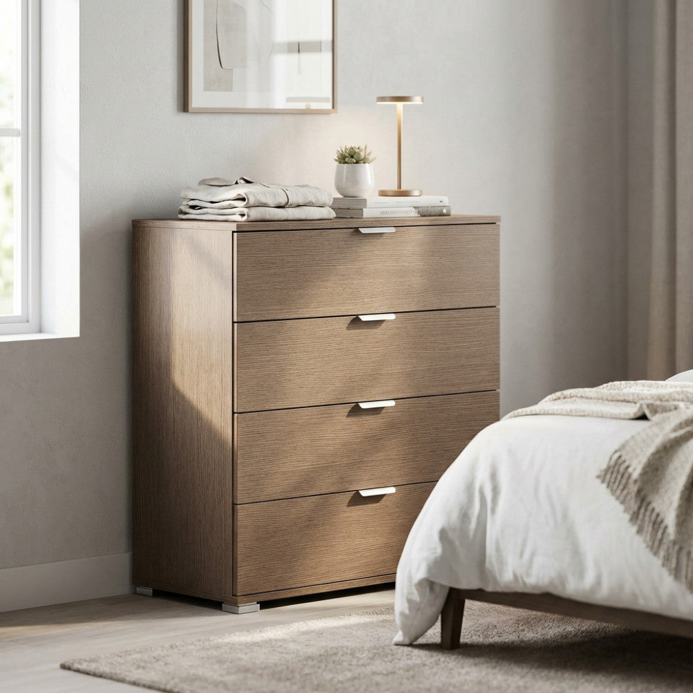 MOBILETTO YUKON 4 CASSETTI ROVERE GRIGIO. Dimensioni: cm 75 x 38 x 85 h.