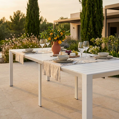 CONSOLLE 85 X 51,50/104/156/208/260. Struttura in alluminio verniciato BIANCO o ANTRACITE Dimensioni: cm 100 x 51,50/104/156/208/260 x 74 h.