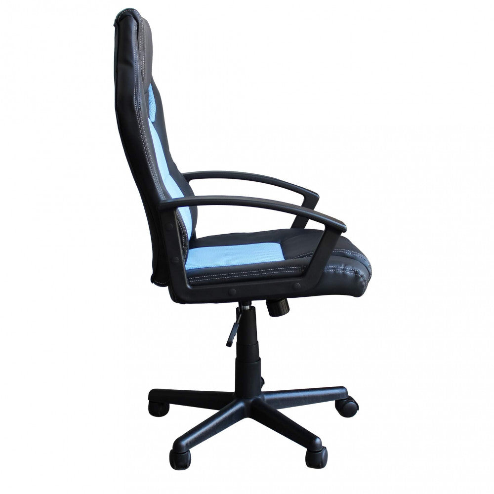 POLTRONA DA GAMING UNCHARTED BLU E NERA. Dimensioni: Cm 61 x 65 x 104-113.5 h.
