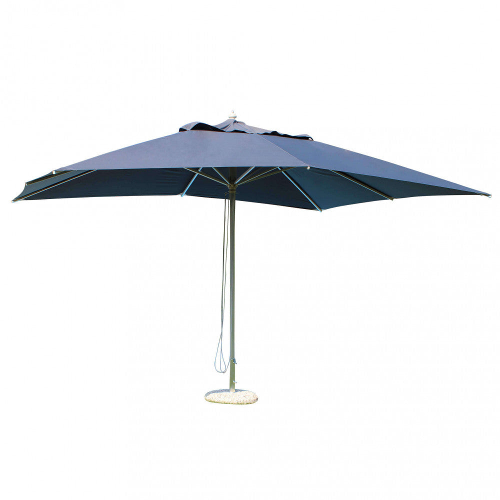 ANDROMEDA P/C ALUMINUM UMBRELLA 3 X 4. LIGHT or DARK GREY 180 g polyester canopy with valance, 48 mm anodized aluminum pole, brushed walnut steel finish, 115 mm aluminum 8 17 x 22 mm aluminum ribs. Dimensions: 3 x 4 m. Arre...