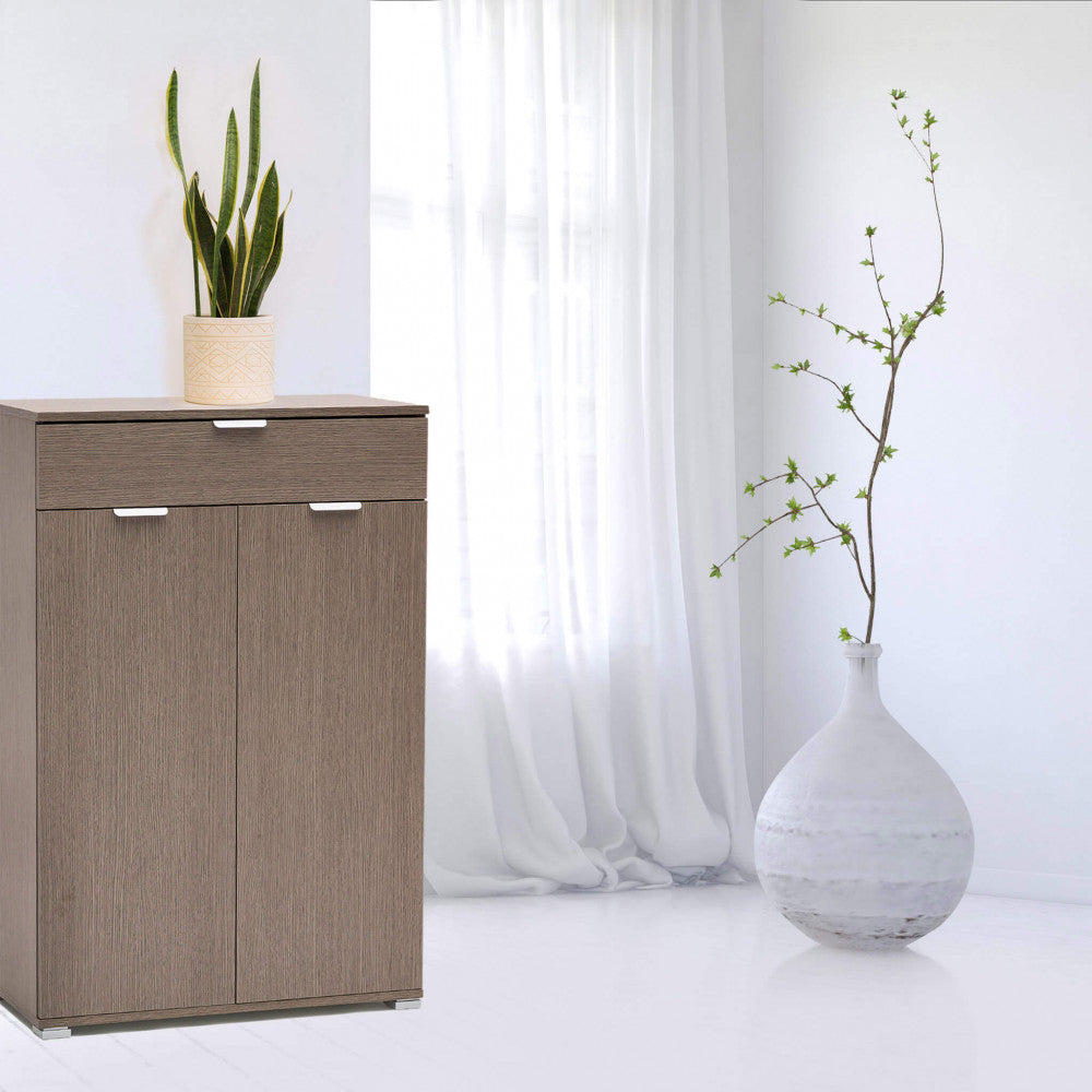 MOBILETTO CLOUD CON 2 ANTA E 1 CASSETTO ROVERE GRIGIO. Dimensioni: cm 75 x 38 x 112 h.