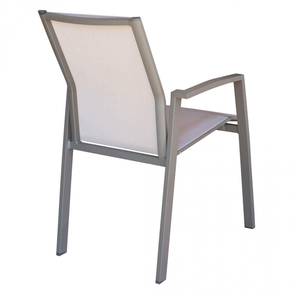 POLTRONA MAILI IMPILABILE. Struttura in allumino BIANCO o TORTORA o TAUPE o ANTRACITE seduta e schienale in textilene Dimensioni: cm 57 x 61 x 89 h. Arredo Giardino
